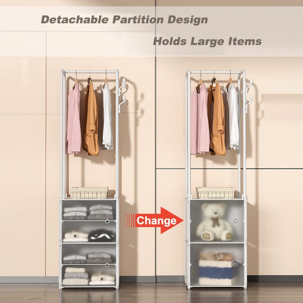 Ropa de metal de riel de prenda colgante de prendas colgantes, riel de ropa con rieles colgantes y estante de almacenamiento de múltiples capas para almacenamiento de zapatos abrigos, ensamblaje