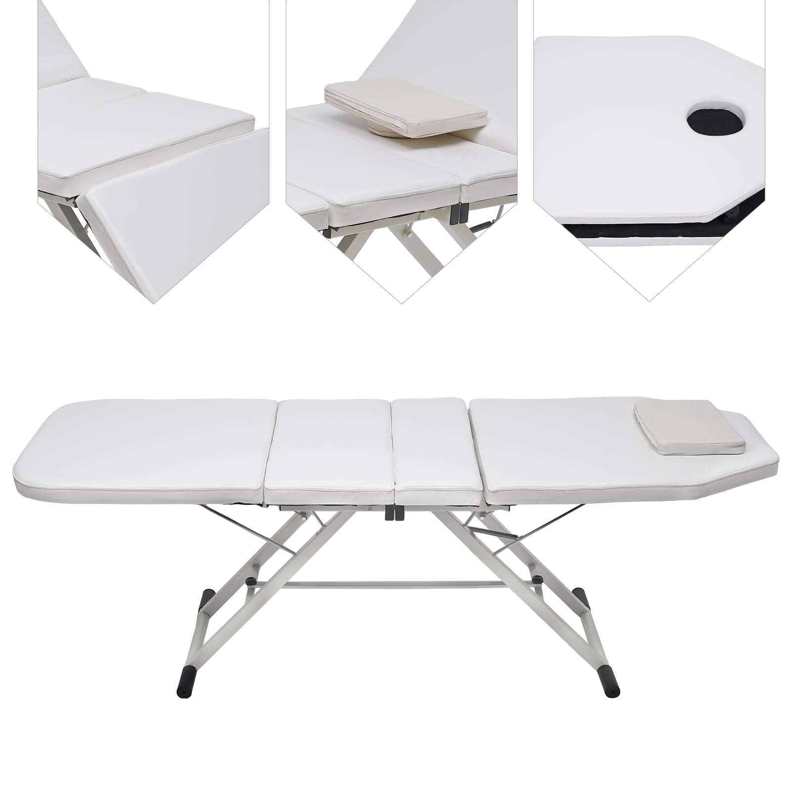 Klappbar Massageliege,Tragbare Massageliege, Mobiler Massagetisch, Faltbares Spa-Bett Tattoo-Bett Schönheitssalon Therapie Tattoo-Liege Leichtgewicht, Anti-Rutsch-Matte, weiß