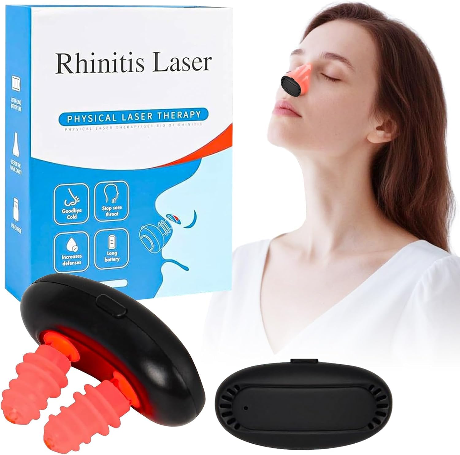 ColMed - Red Light Nose Therapy Device, Rhinitis Laser, Relief Red Light Nose Therapy Instrument, Physiotherapy Nasal Calming Device for Nas Nasal Congestion Breathing Promote Rhinitis Relieve