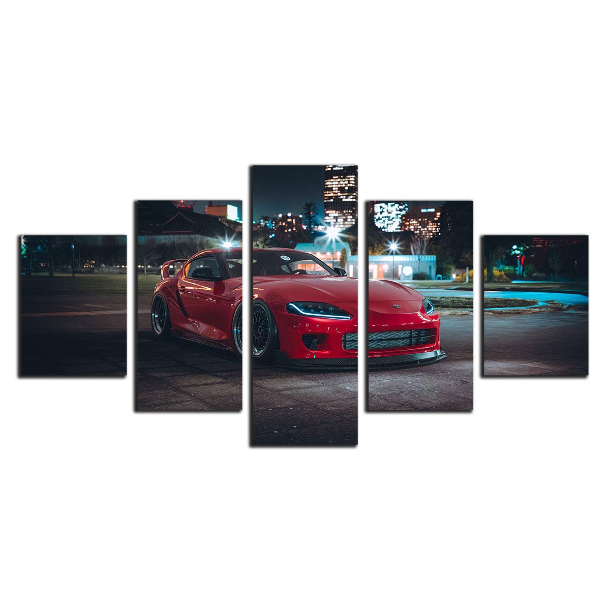 Affiches peinture sur toile voiture sport 5 panneaux pour grand salon