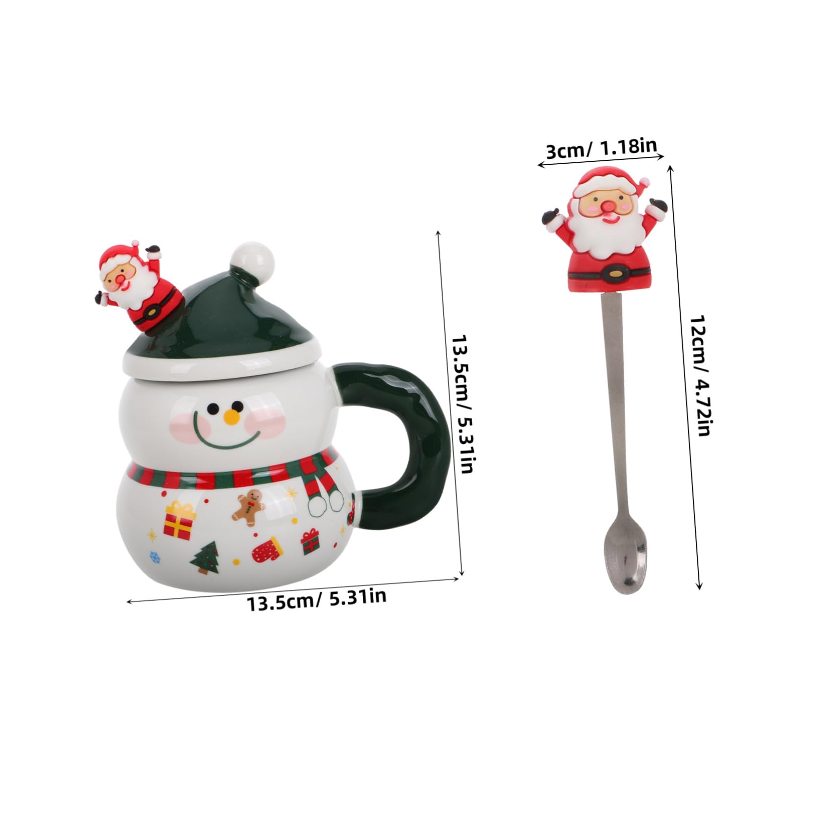 Taza De Muñeco Navidad Linda Taza De Invierno De Porcelana Con Tapa y Cuchara De Leche De Cerámica Rellenos Para Cestas Navideñas