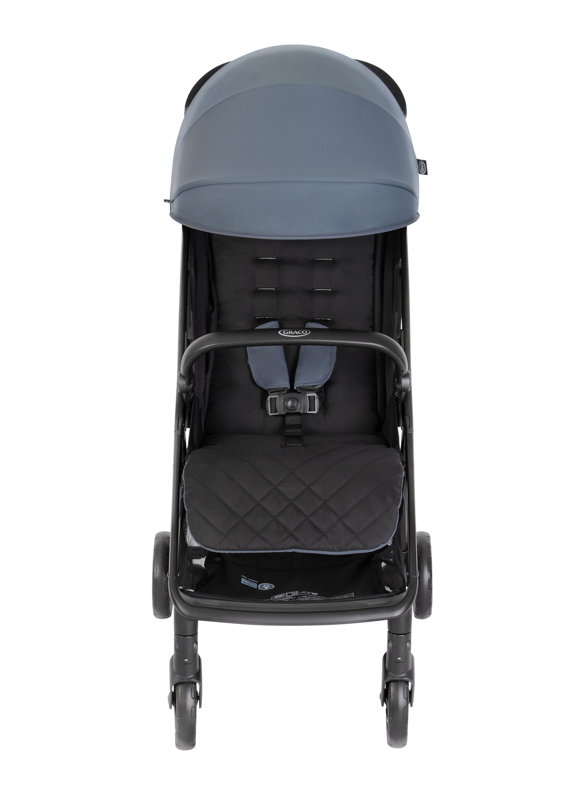 Graco Myavo Reisebuggy, ab Geburt bis ca. 4 Jahre, blau, Stormy, 5,8 kg, schnell zusammenklappbar, großer Staukorb, verstellbare Rückenlehne, inkl. Regenverdeck, bis 22 kg