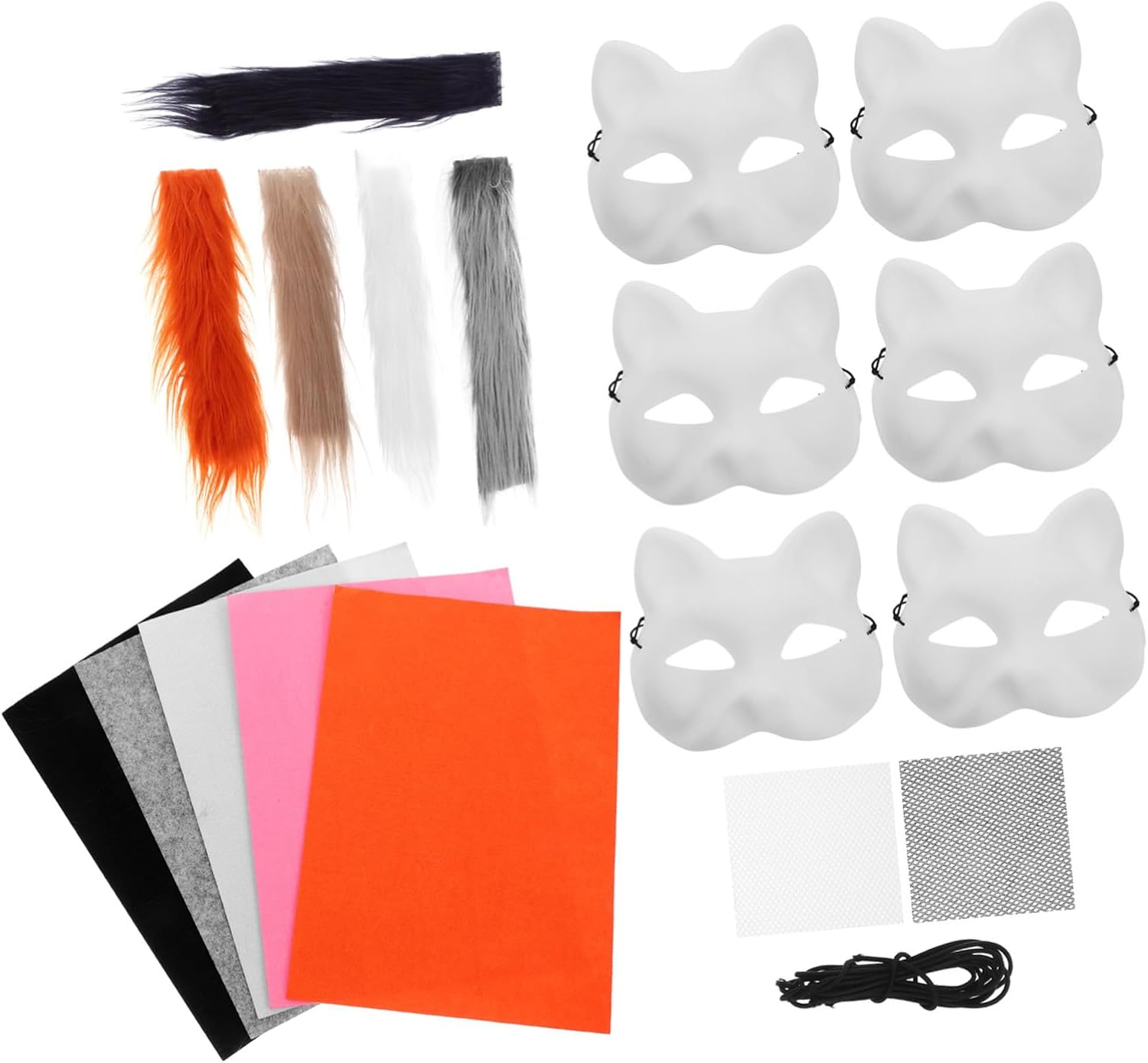 1Set DIY Blank Kit of Half Face Animal Masks for Crafting Halloween Cosplay and Decorative Masquerade Prop Enhance Creativity and Fine Motor Skills