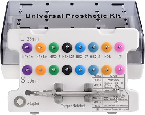 Kit de prótesis universal de trinquete de llave dinamométrica de implante colorido 10-70NCM con destornillador 16pcs