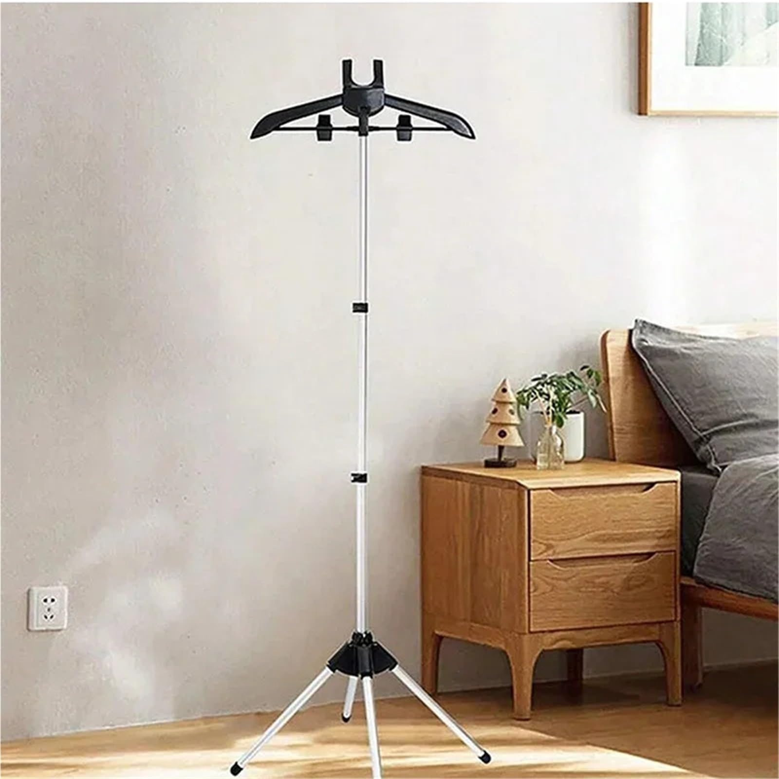 Supports pour Fers à Repasser Support de Planche à Repasser réglable, Support de Vapeur for vêtements, télescopique Vertical Suspendu en Tissu, Repassage Debout pour Repasser Supports(Black)