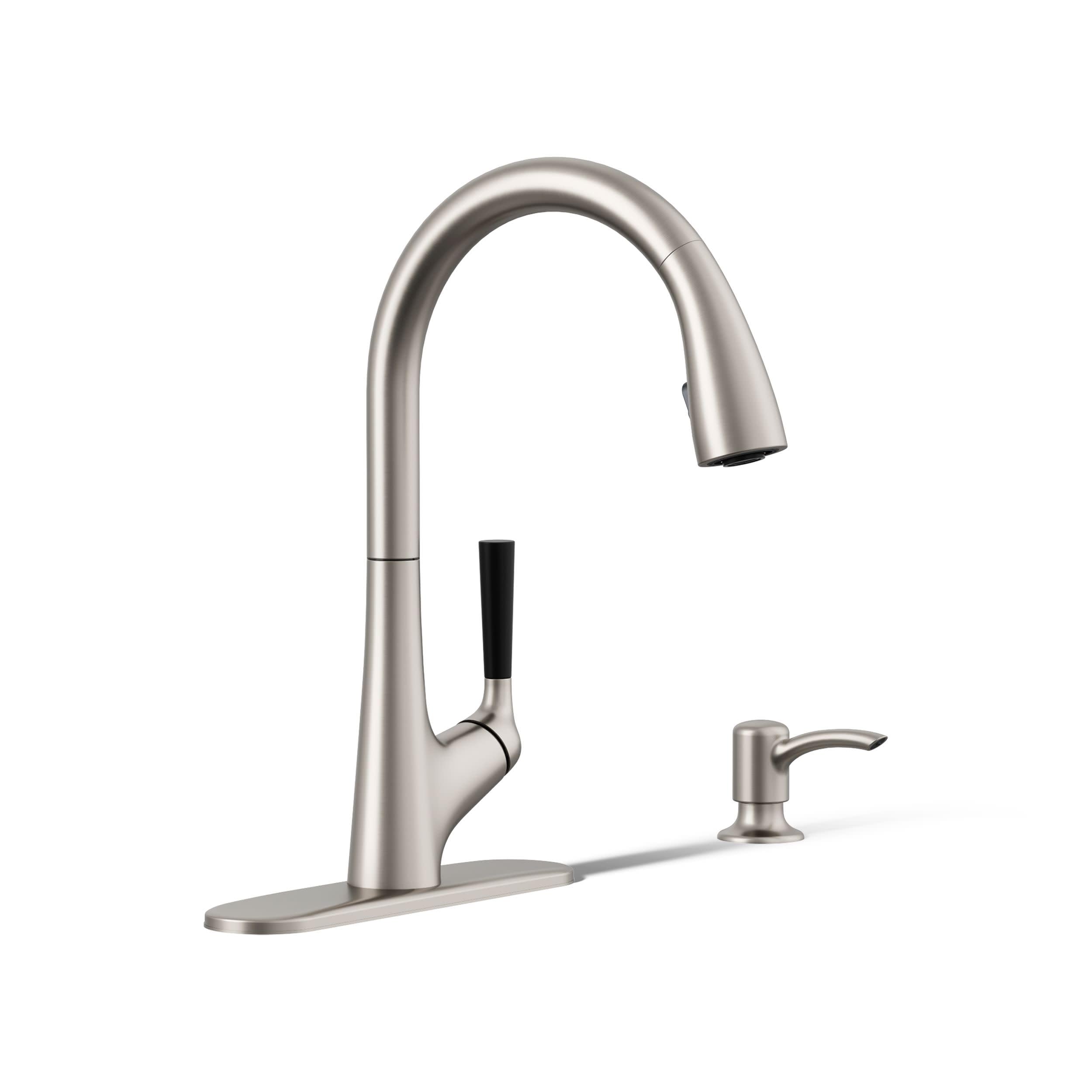 Kohler K-R562-SD-VS Rubinetto Estraibile per lavello della Cucina con Dispenser di Sapone/lozione, in Acciaio Inossidabile, Confezione da 1 pz