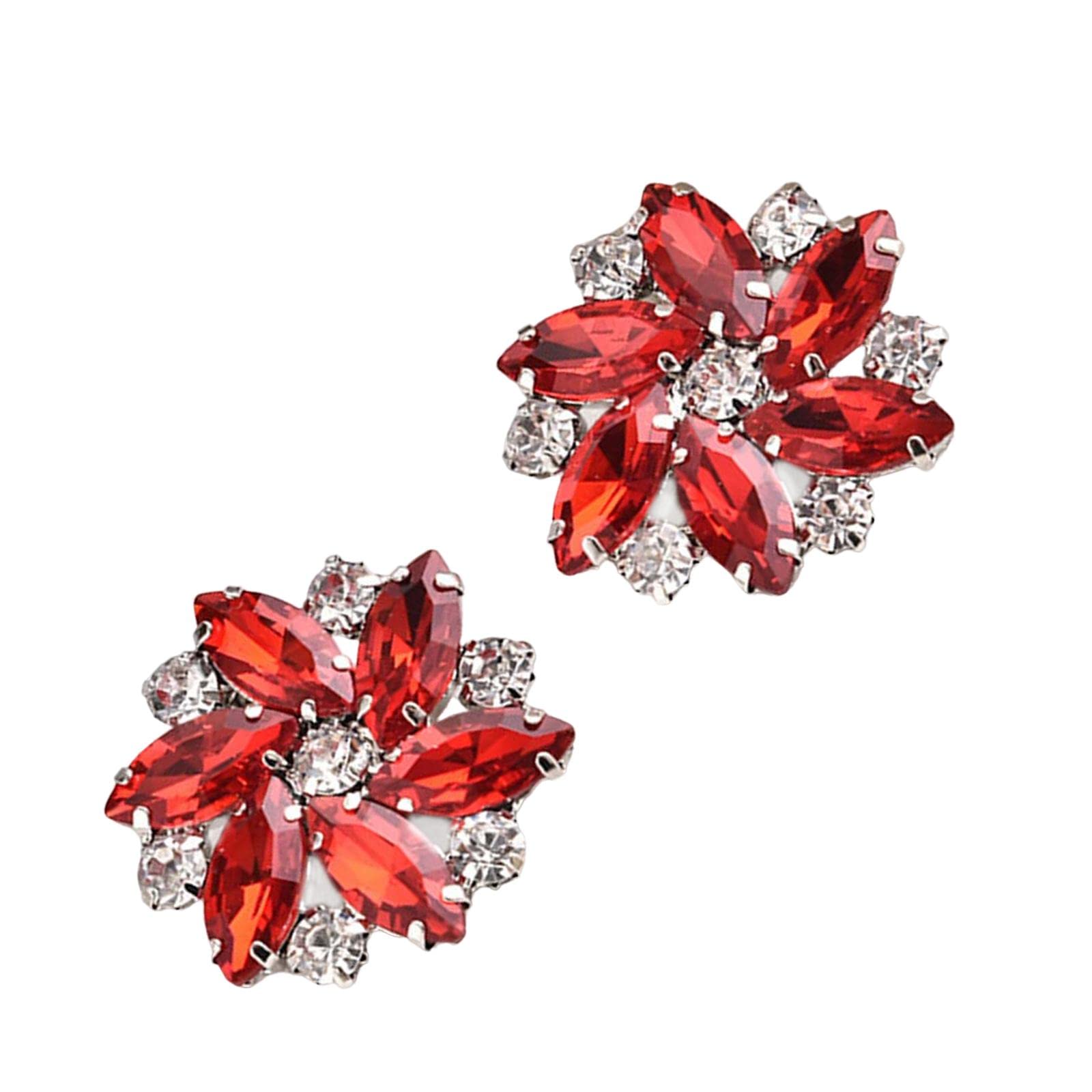 F Fityle 2Pcs Elegant Rhinestone Clips s Jewelry Decoration Crystal Buckle Heels Diamond for Brooches Flat Boots, Red