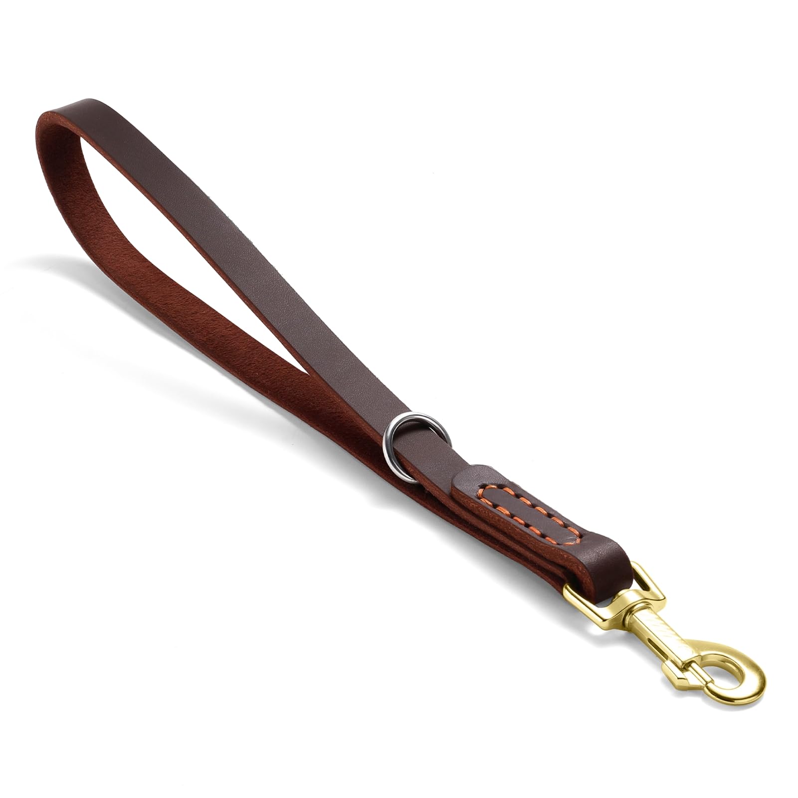 Leather Dog Leash, Strong Traffic Pet Short Lead & Heavy Duty Metal Hook for Training and Walking. (S: 1.0ft L x 1.8cm W)