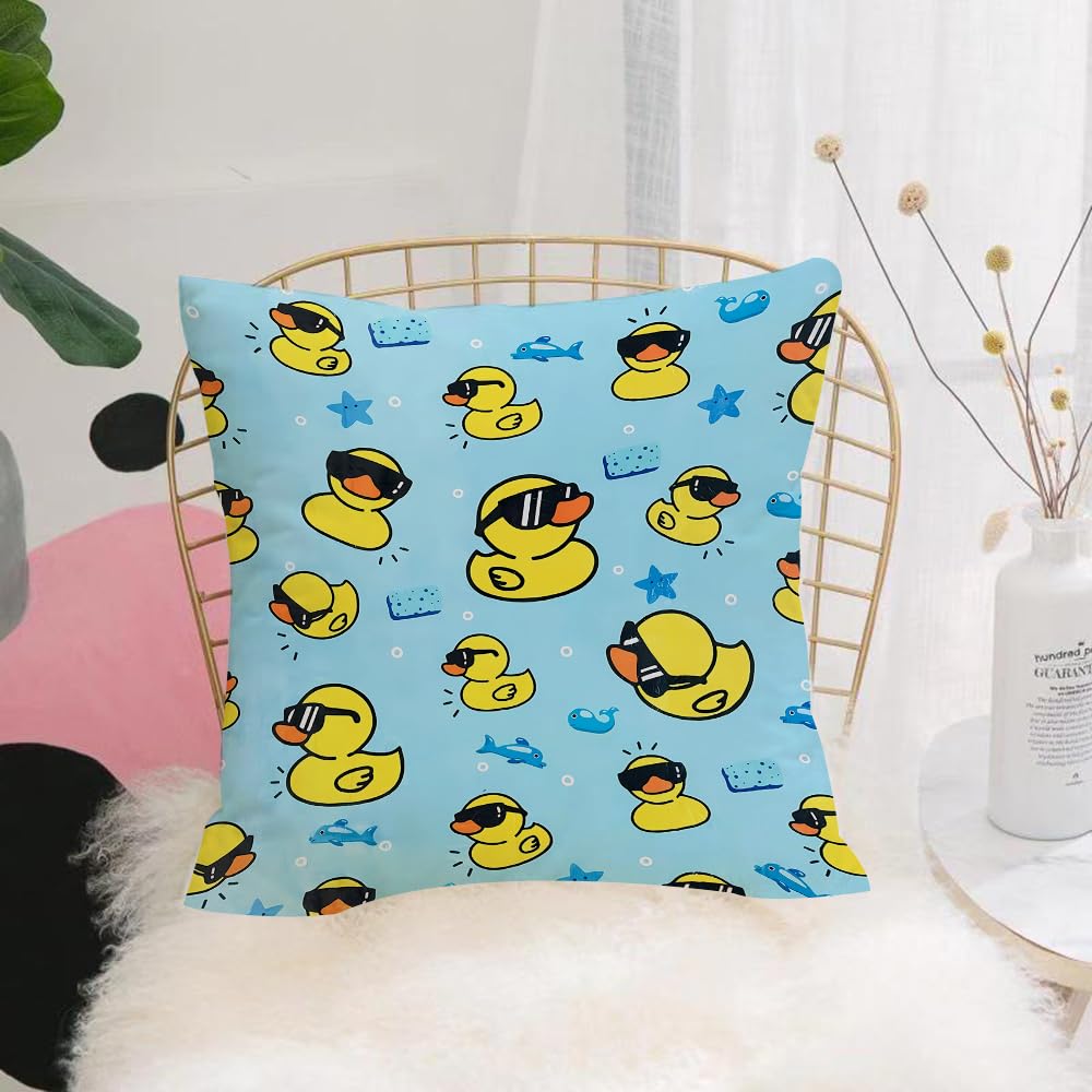 Hyosxw Rubber Yellow Duck In Sunglasses. - A10 Cushion Cover,Throw Pillow Case Home Decorative For Living Room Bedroom Sofa Chair 18X18 Inch,Rubber Yellow Duck In Sunglasses.,Pillowcase 45X45cm