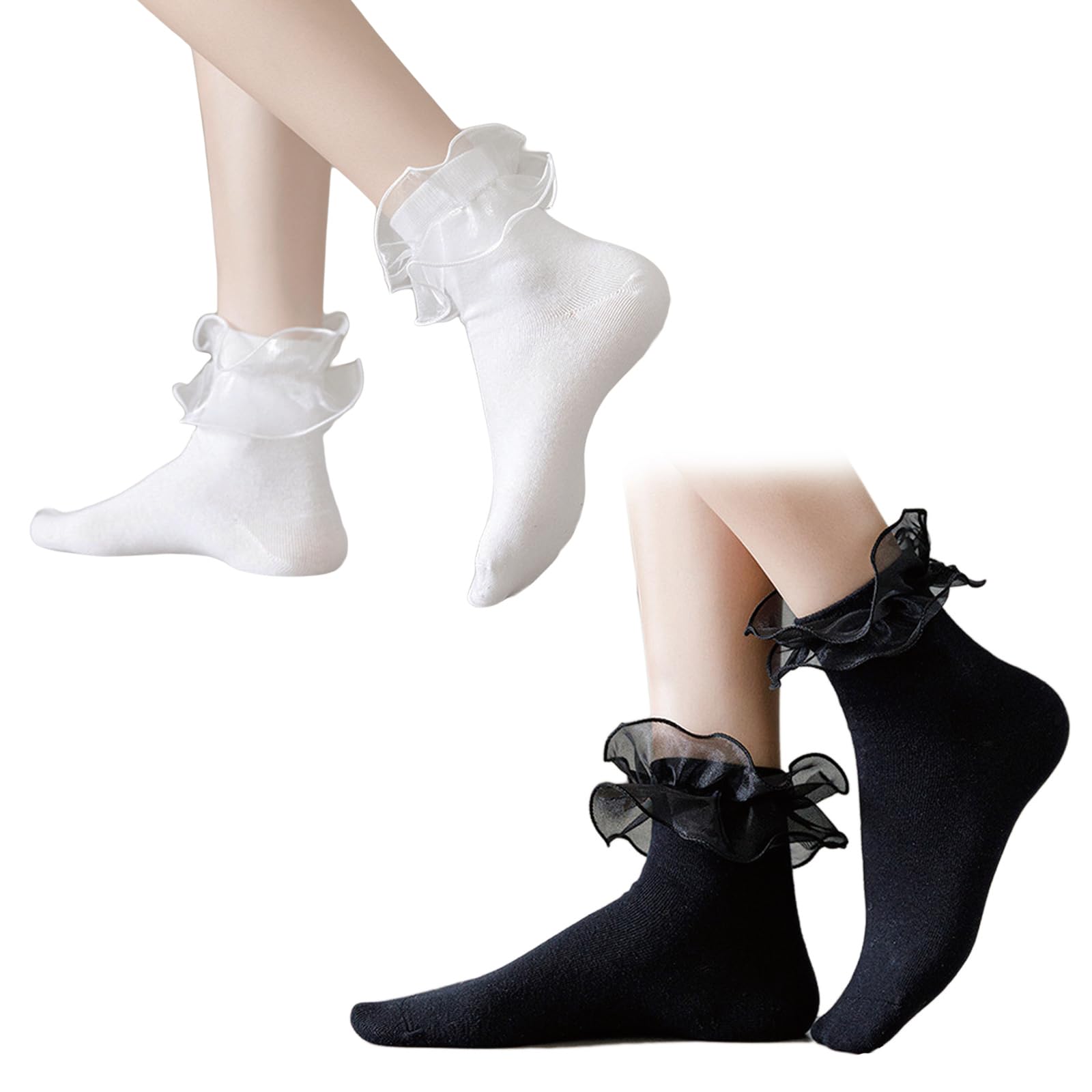 Women Ankle Socks - Frilly Ruffle Socks, Comfortable &amp; Cute, Perfect for Dresses &amp; Fashion
