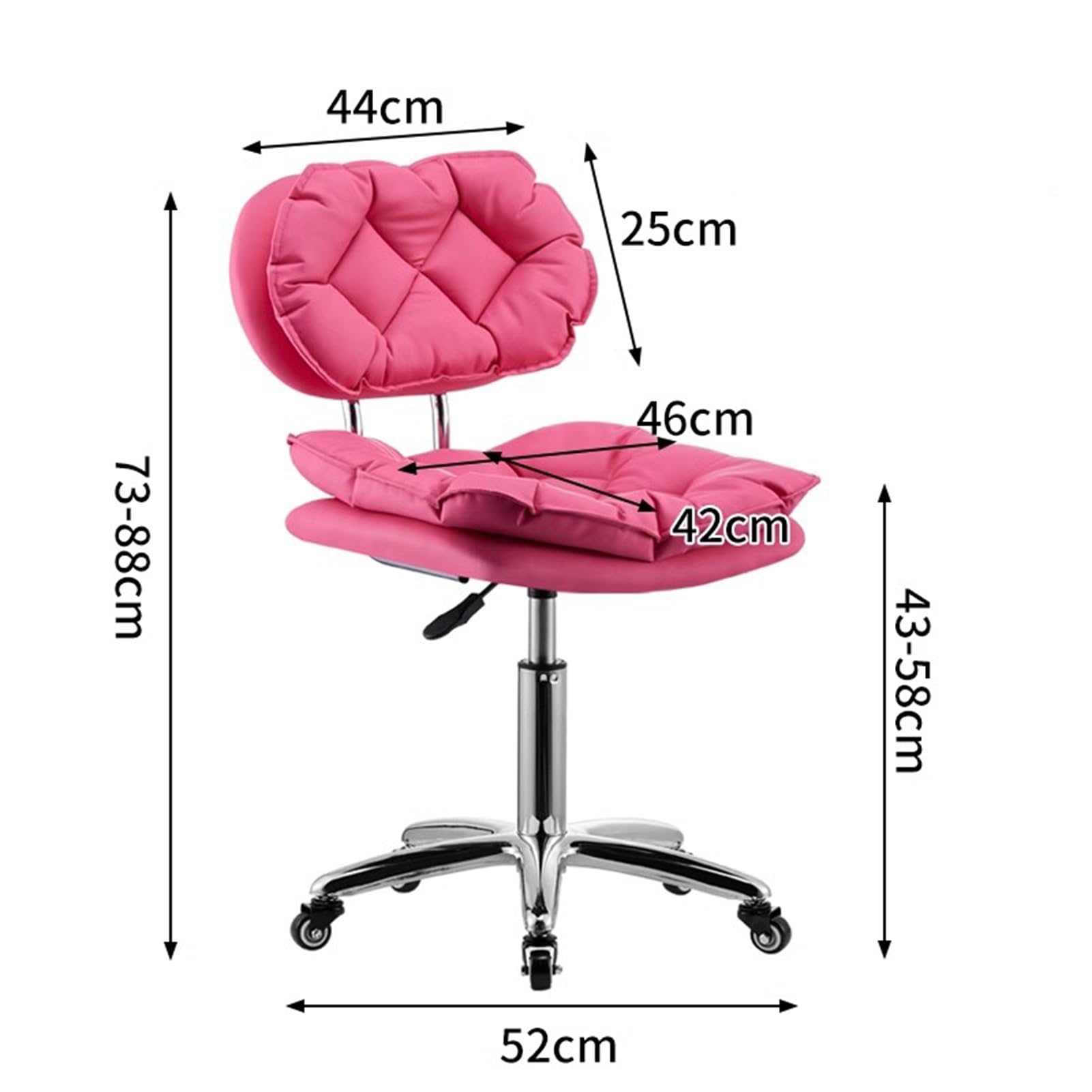 Sgabello da ufficio con ruote, sedia girevole in pelle PU, regolabile in altezza, sgabello da salone e cucina, comodo con schienale