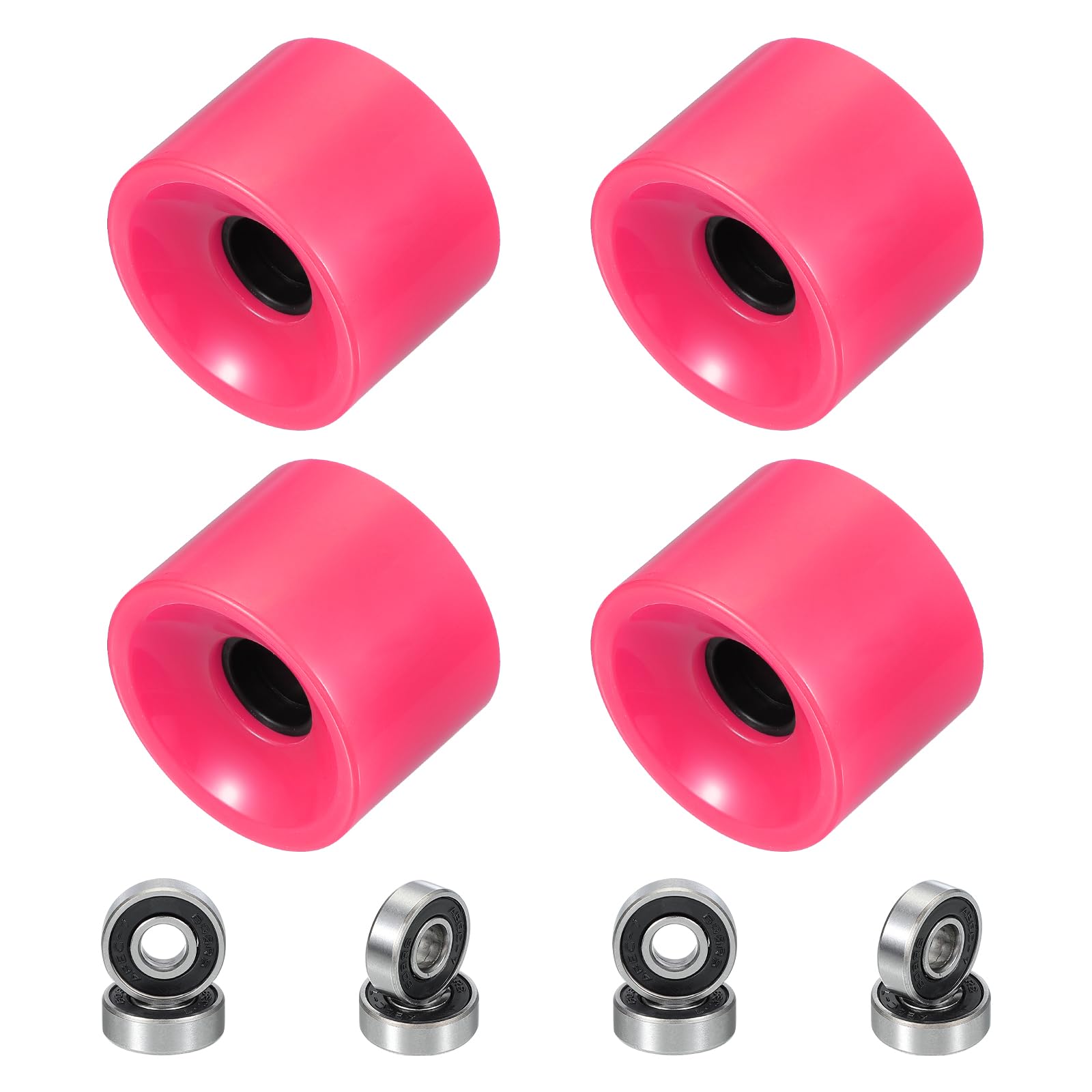 PATIKIL 70mm Skateboard Wheels 1 Set 78A Hardness Street Wheels PU Cruiser Wheels with 608RS Bearings for Skateboards Replacement, Pink
