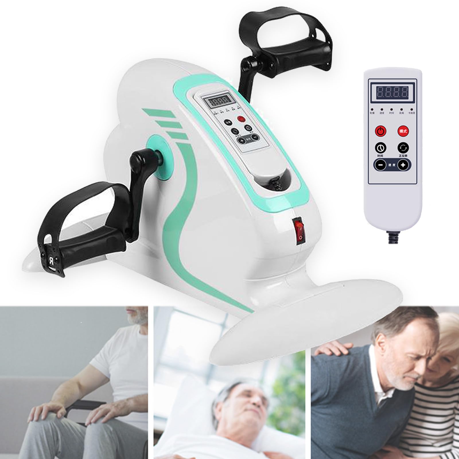 Naturalpowev Under Desk Bike Pedal Exerciser, Mini Exercise Peddler with LCD Display, 12 Levels Speed Adjustment, Portable Exercise Pedal Bike for