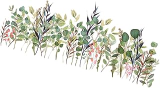 SEWOART 1 Conjunto De Adesivos De Parede De Rodapé Decalques De Parede De Berçário Decalques De Parede De Flores Decalques De Parede De Folha Folhas Adesivos De Parede Grama Decalque De