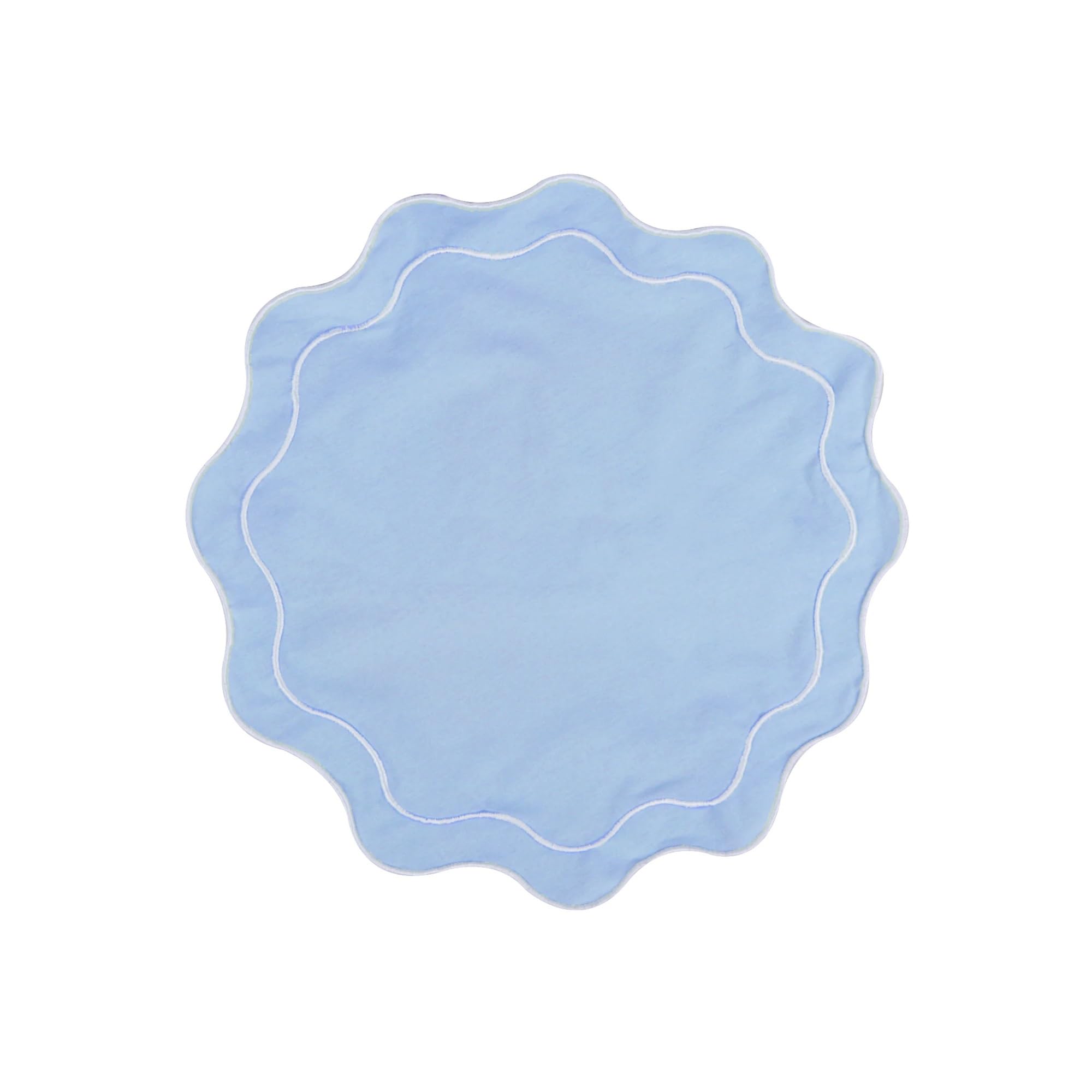 Napkins 2PC Embroidered Wavy Edged Cotton Napkin Comfortable And Soft Home Placemat Suitable For Wedding Festival Decoration(Style 09)
