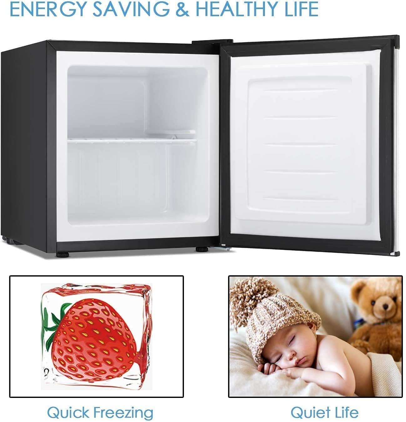 Antarctic Star Upright Freezer 1.1 Cu.Ft, Compact Mini Freezer With Reversible Single Door, Temperature Control, Removable Shelves, Small Freezer Stainless Steel For Dorms Home Office, Silver on Fridge.com - View 4