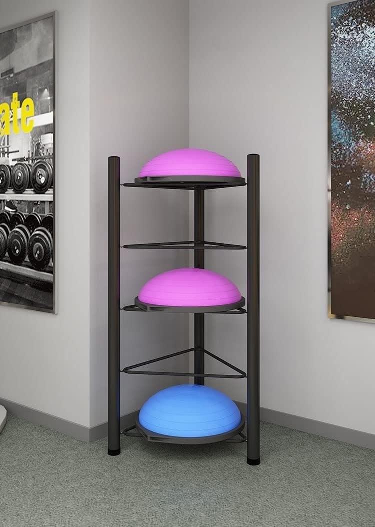 Supporto per Palla da Allenamento Nera per metà Equilibrio - Attrezzatura per Palestra Domestica a 3/5/6/7 Livelli Supporto da Pavimento Organizzatore per riporre Palle mediche da Bowling Bosu Slam (