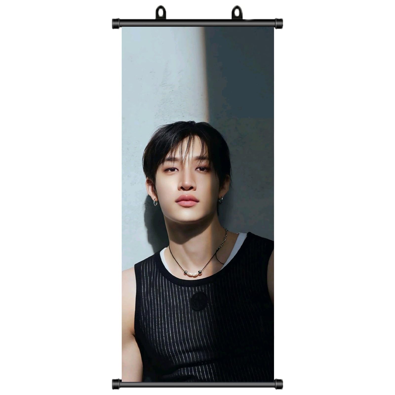 Stray Kids Poster, Stray Kids Bang Chan Scroll Picture, StrayKids Fan Item, StrayKids Bang Chan Scroll Poster, Birthday Decoration, Fabric for Wall Decoration, 70 x 30 cm
