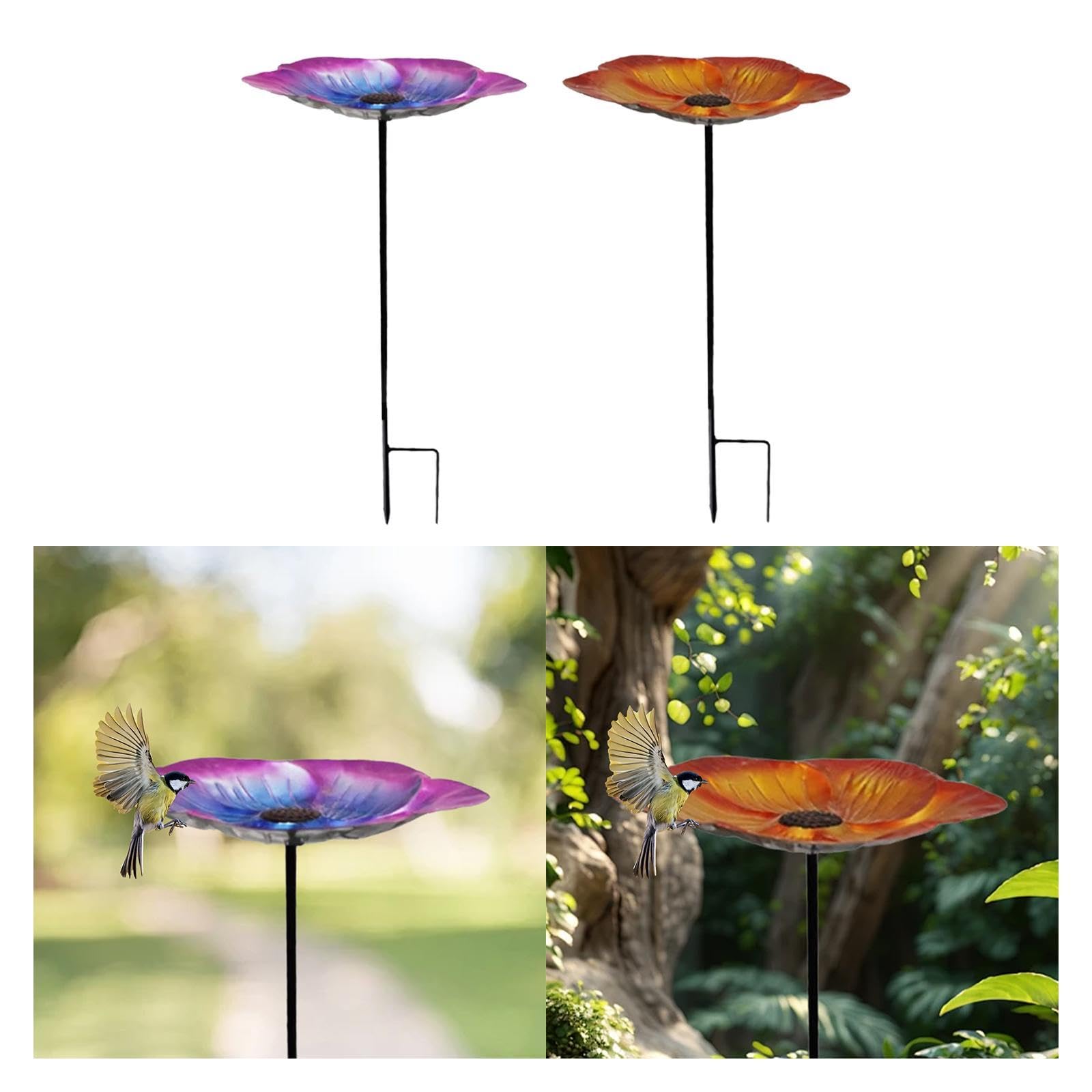 CALANDIS™ Bird Feeder Bowl with Stake Multipurpose Bird Feeder for Lawn Outdoors Patio Purple Blue | Birdbaths | Bird & Wildlife Accessories | Yard, Garden & Outdoor Living-image-4