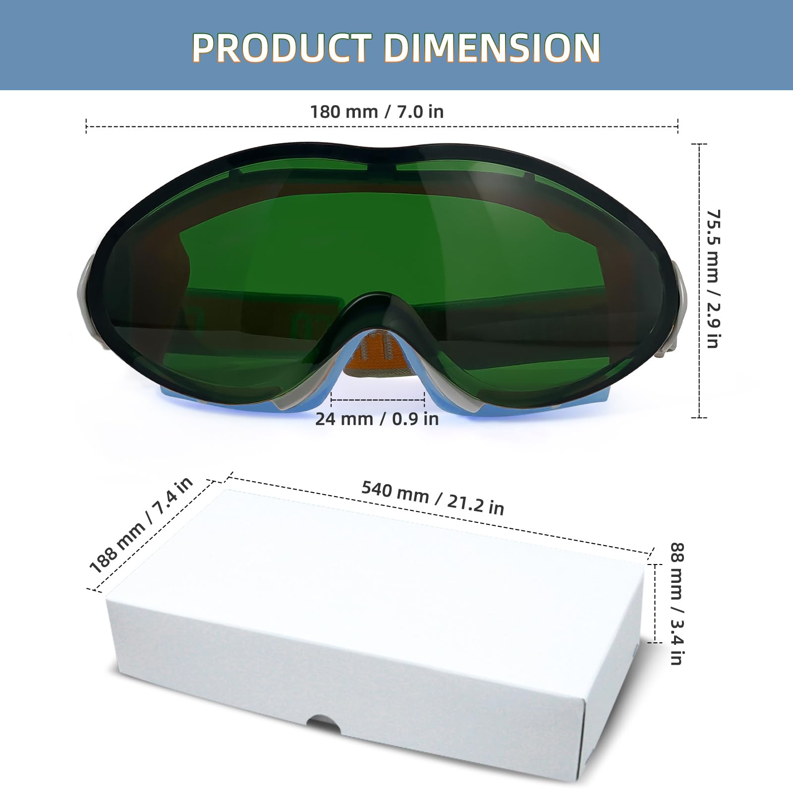 UpaClaire Welding Glasses and Wind and Splash Protection Goggles Lnterchangeable Clear Lenses for Greater Lightness Blue 12Pcs