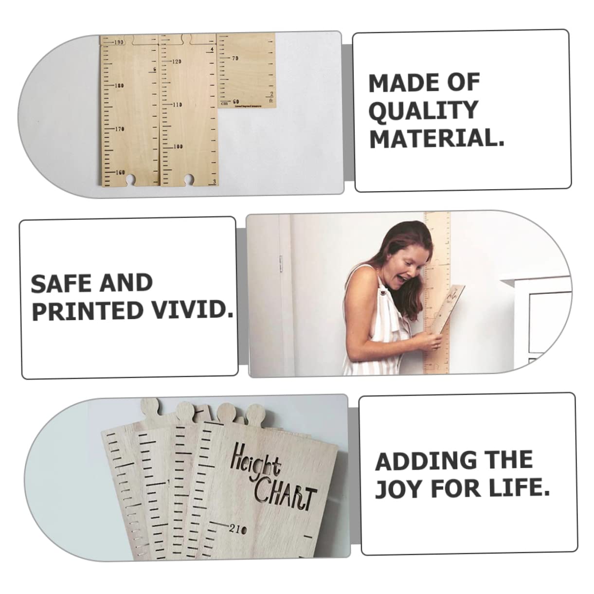 Abaodam Height Chart Ruler Wooden Height Ruler Easy Install Growth Measurement Board