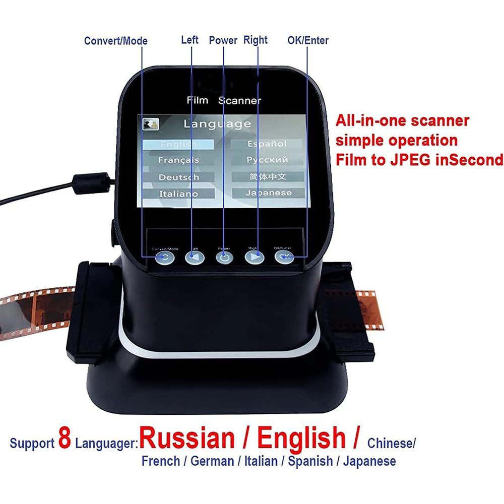 Scanner Portatili per pellicole, Scanner per Negativi e Diapositive, Scanner per pellicole ad Alta risoluzione 120, convertitore per pellicole da 4,3 Pollici