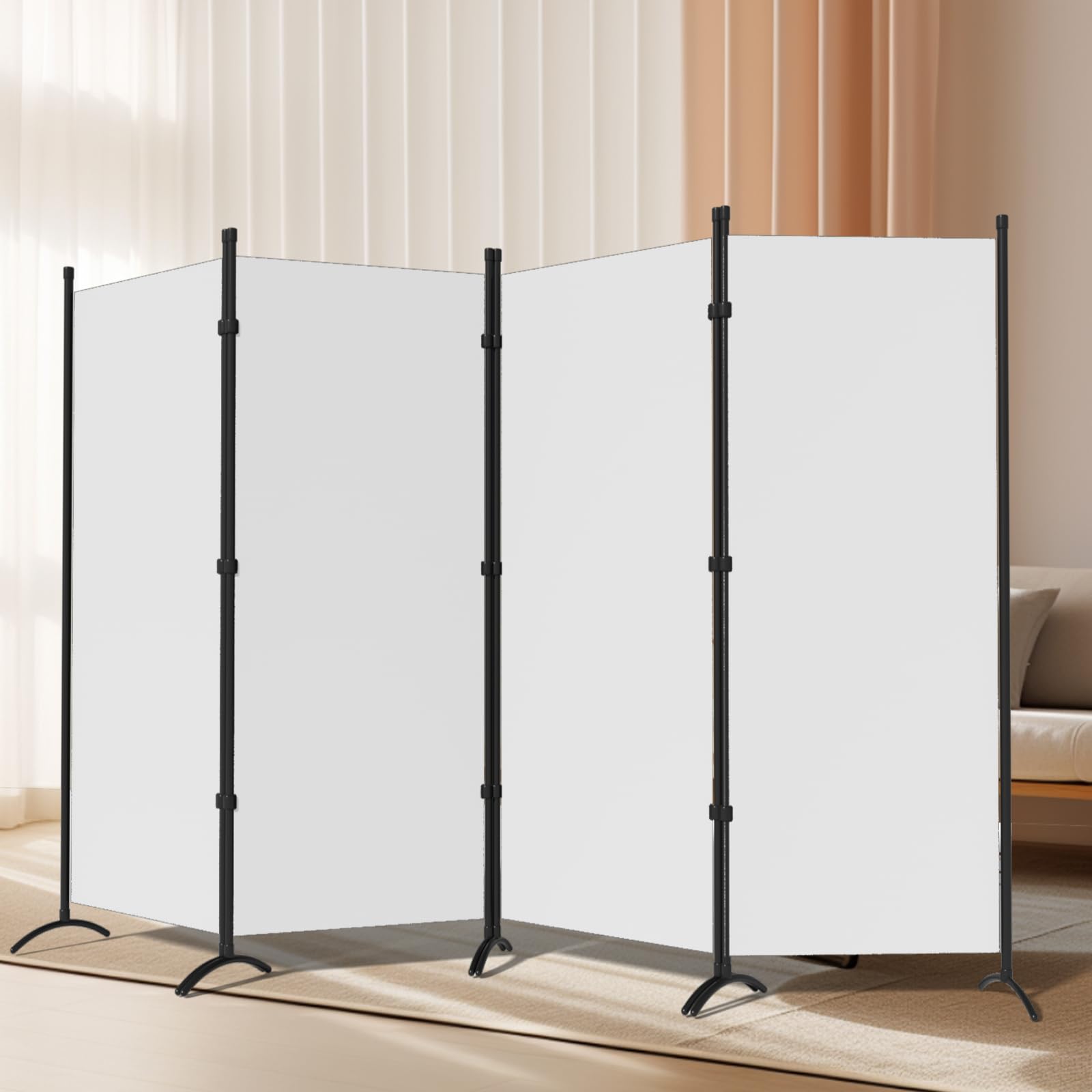 4 Panel Room Divider, Folding Privacy Screen Wall Divider for Room Separation, Freestanding Room Partitions for Home Office Dorm Decor 84”W×67”H, White