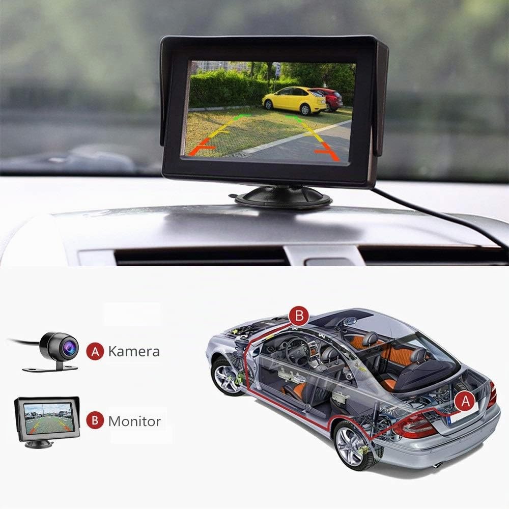 Jansite Rückfahrkamera Auto Set 4.3'' Monitor 12V PKW SUV Pick-up