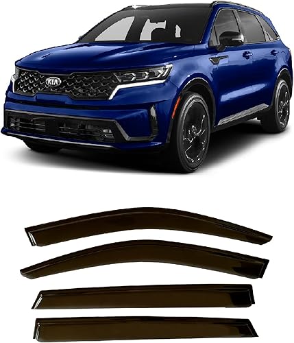 olltoz Deflectores de visera de ventana lateral teñidos con humo compatibles con Kia Sorento 2021 2022 2023 LX S EX SX Prestige