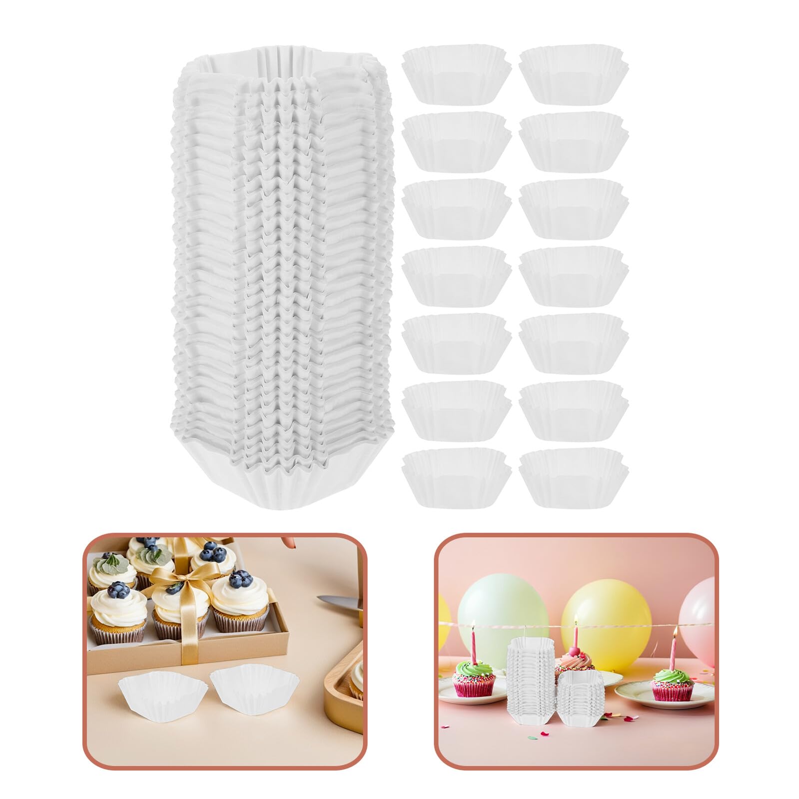 TOYANDONA 3000 Piezas Moldes Cuadrados para Cupcakes de Papel Alimenticio Resistentes Altas Temperaturas Antiadherentes Perfectos para Magdalenas Pasteles Lunares y Eventos como Bodas y