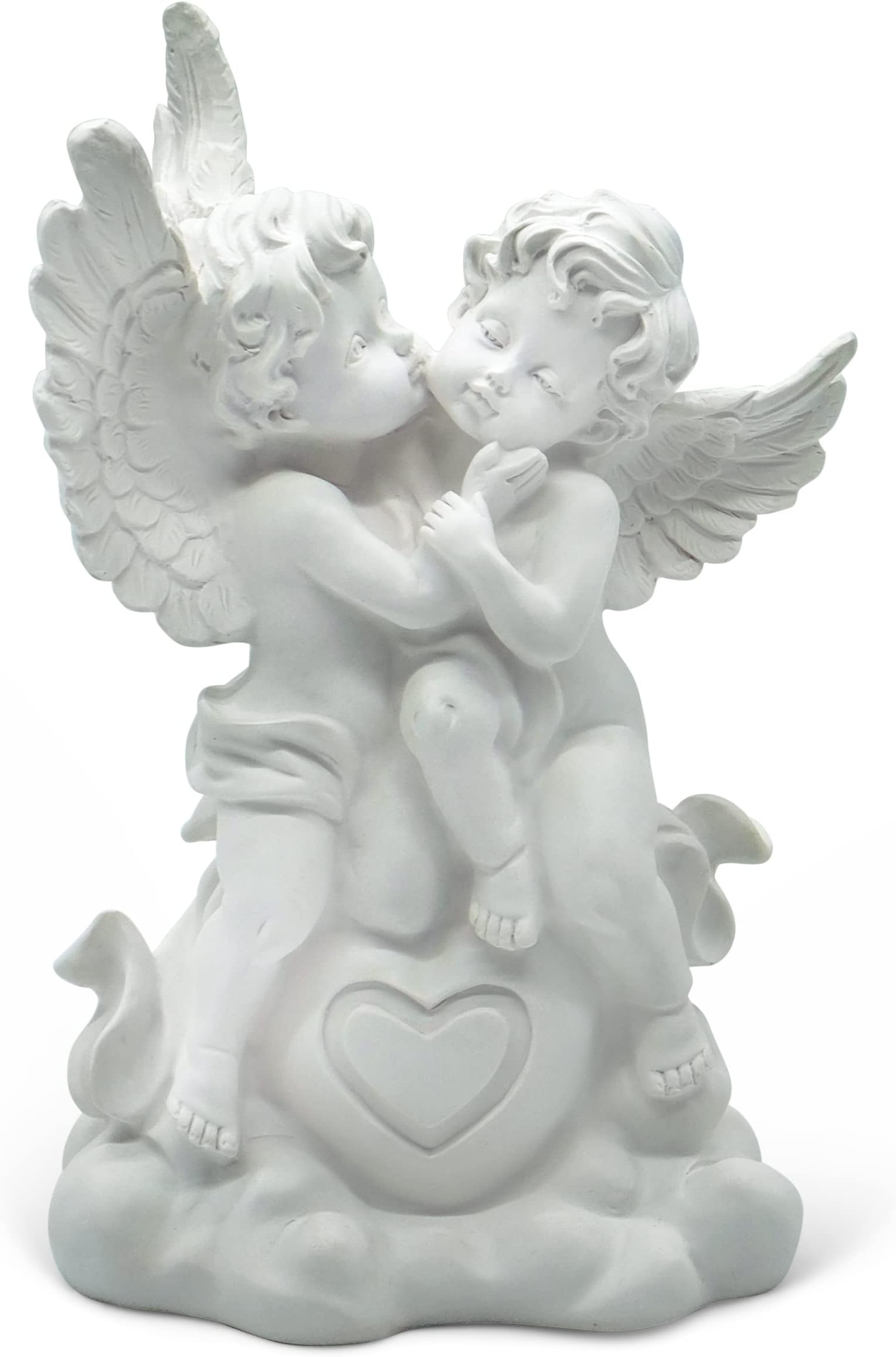 Lovely Angels - Angel Pair Figure 10"/25cm Tall Made of Resin in White - Angel Sculpture as Home Decor or Outdoor Statues - Sympathy Angel & Angels Figurines as Guardian Angel & Friend Gifts