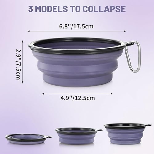 Vista 151 de SLSON - Tazón plegable portátil para perros, gatos y mascotas con 2 mosquetones para paseos, estacionamiento y viajes, para agua y comida
