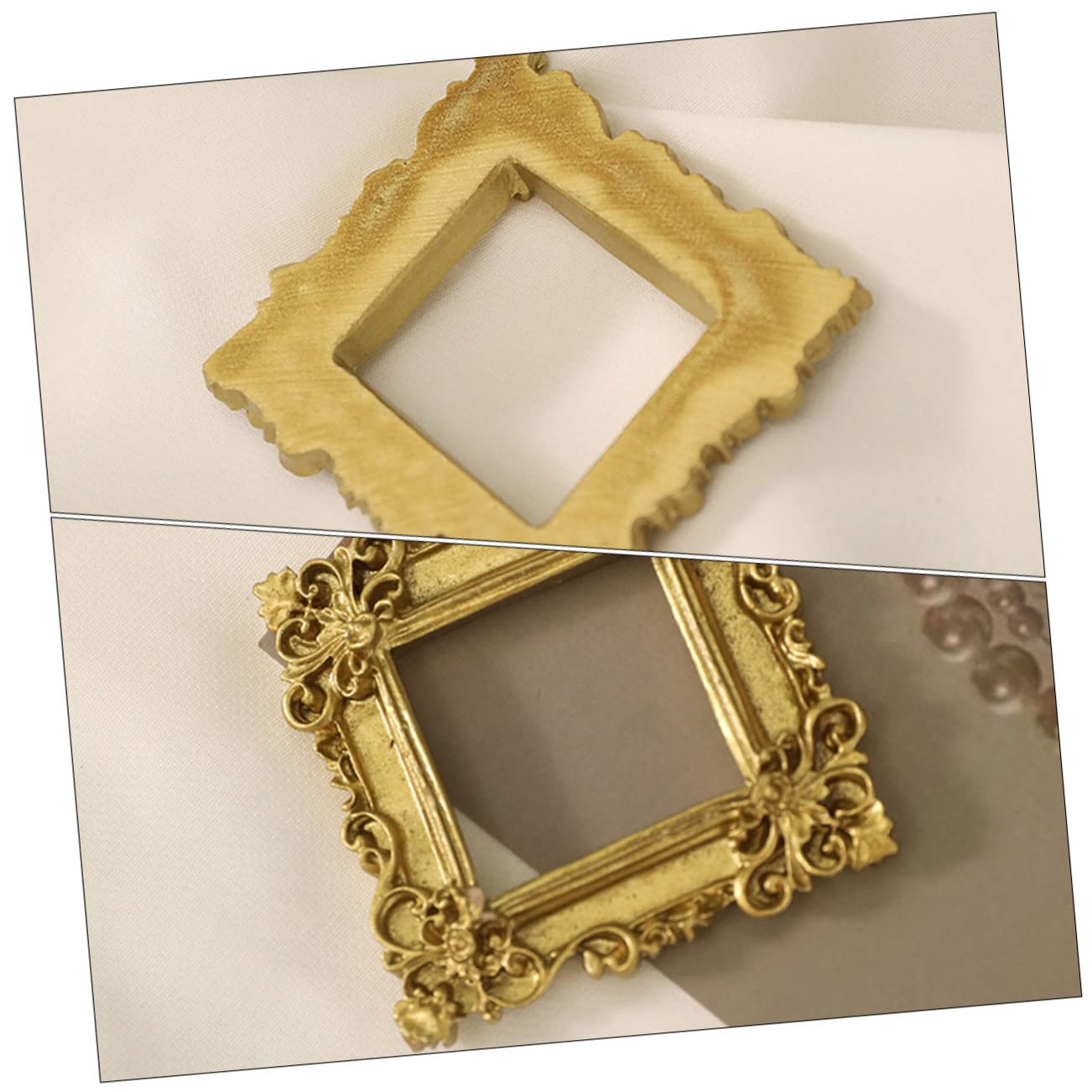 Lot De 3 Cadres Photo Miniatures Dorés - Décoration Élégante Et Rétro Pour Maison De Poupée Et Intérieur