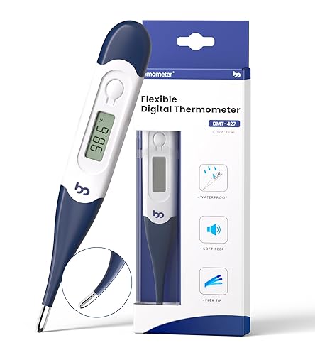 femometer Termómetro oral para adultos y niños, termómetro digital oral, axilas y rectales de rápida precisión con punta flexible, azul marino