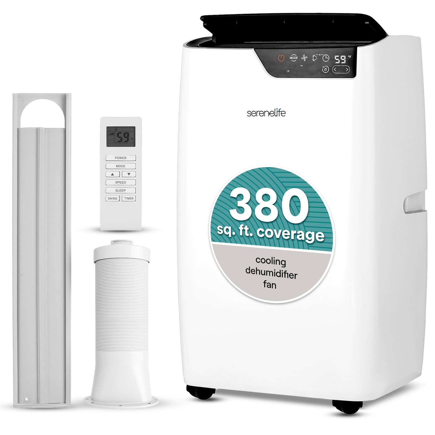 SereneLife 12000 BTU Portable Air Conditioner 3-in-1-115V Compact Standing Air Conditioner for Room Up to 380 Sq Ft