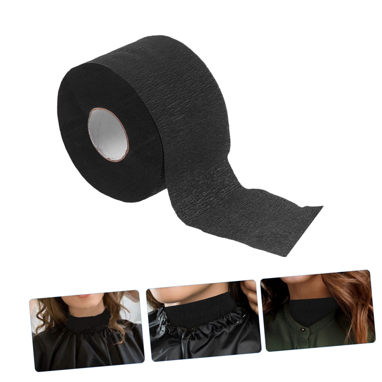 Disposable Barber Neck Strips 6 Rolls Paper Neck Wrap Black