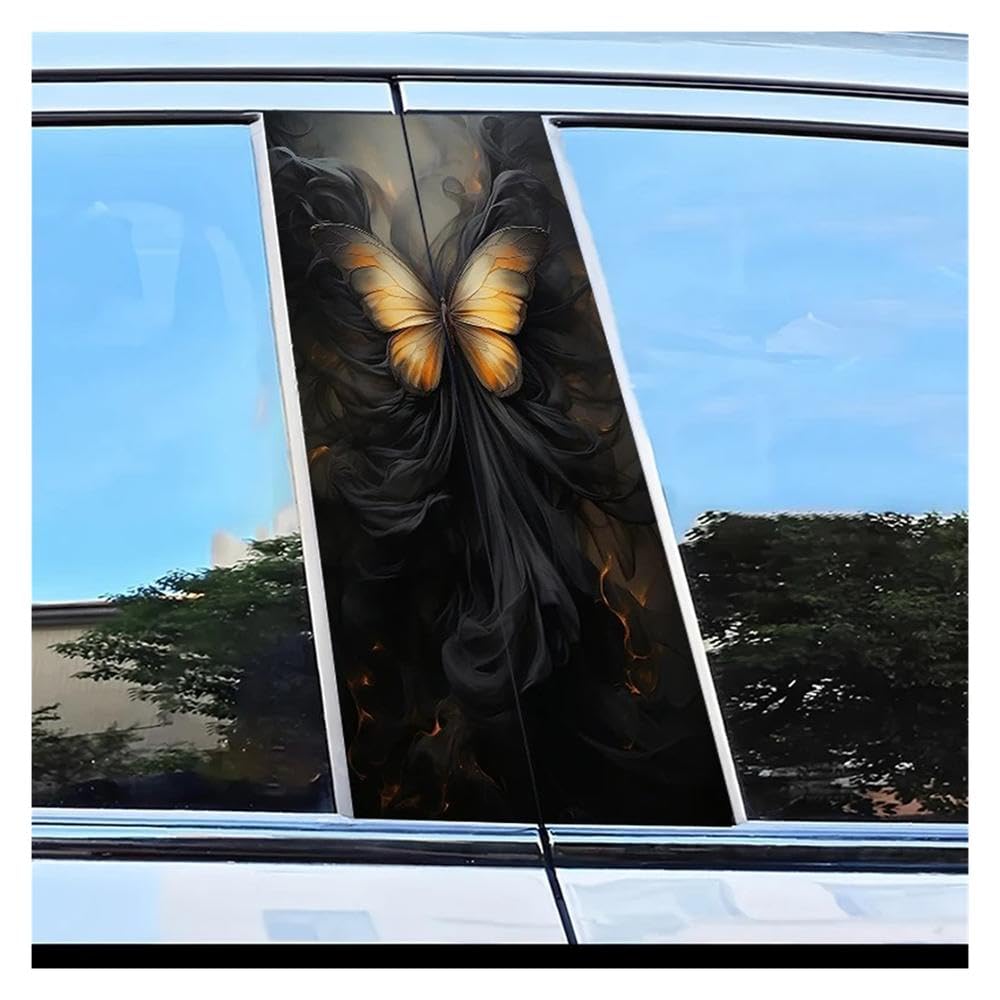 Dabhuoc One Color Car Parts 2Pcs Car Door Pillar Decoration Sticker Butterfly Scratch Protection