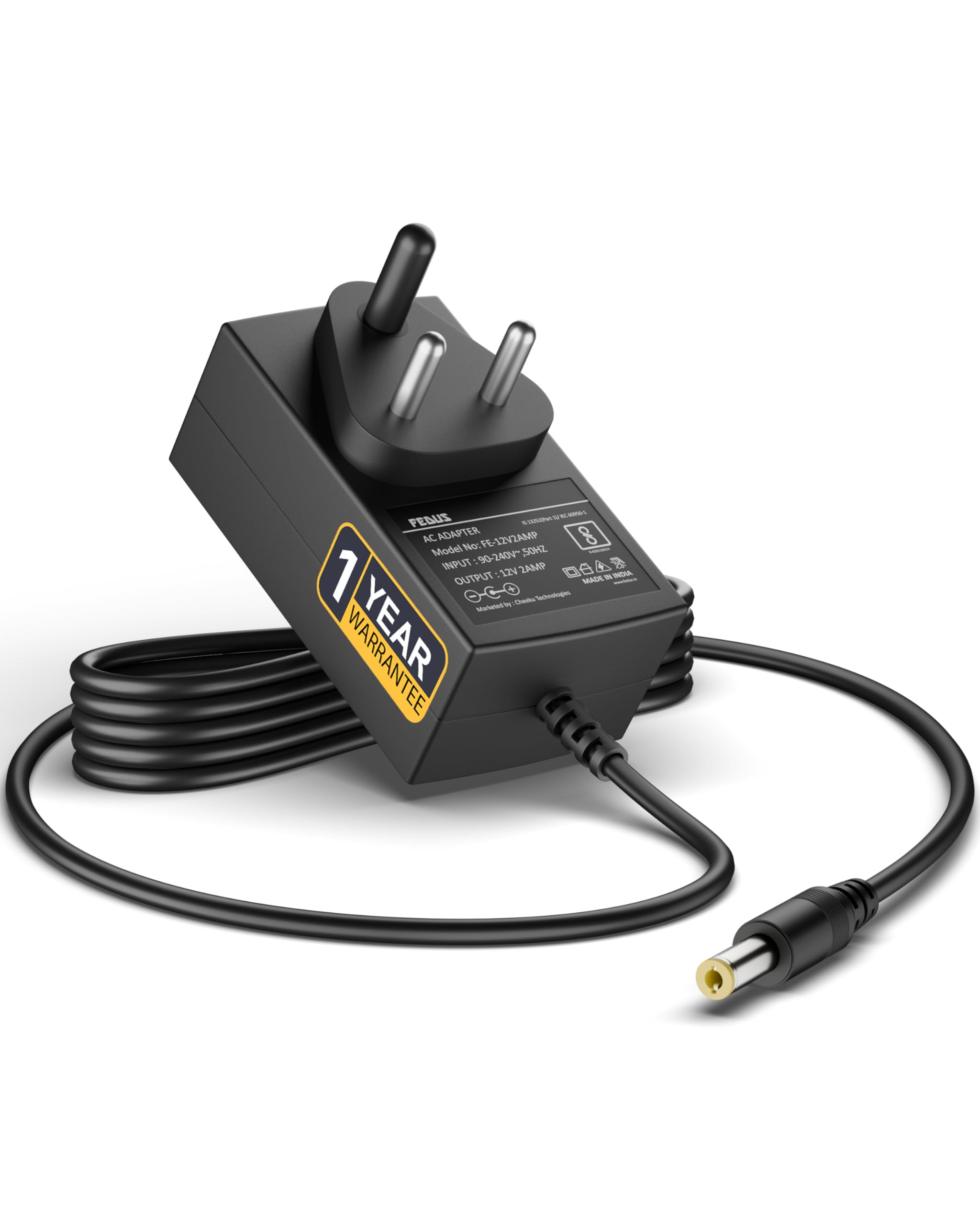 FEDUS 12V 2Amp DC Power Supply Adapter, 12 Volt 2A SMPS for LCD Monitor TV LED Strip Light CCTV Camera Setup Box Broadband Routers NVR AC Input 100-240V DC Output 12v 2amps 2.5mm x 5.5mm Jack