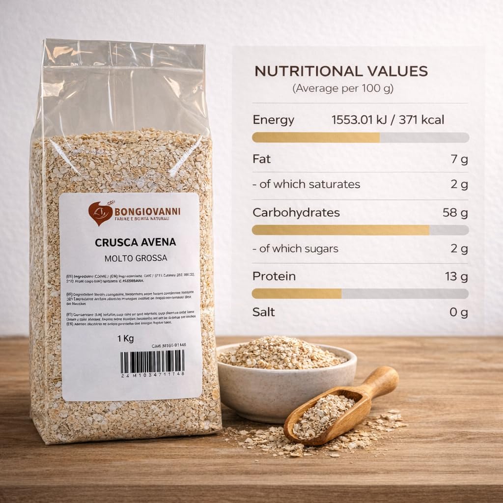 BONGIOVANNI FARINE E BONTA' NATURALI Crusca D'Avena, Macinazione grossa - Formato da 1 kg