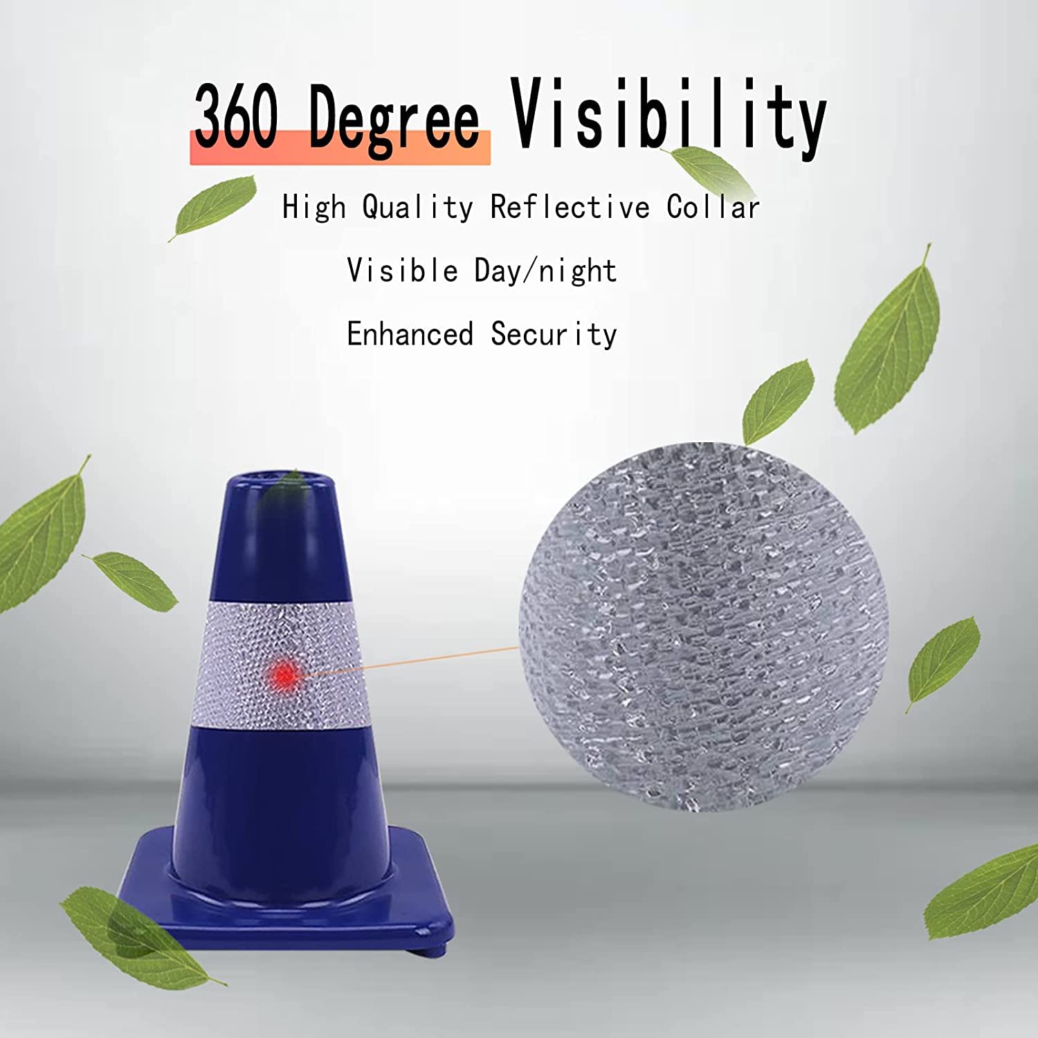 Conos de seguridad vial con collares reflectantes, conos azules para construcción | Conos de estacionamiento duraderos | Conos de carretera para control de accesos, deportes y entrenamiento de c