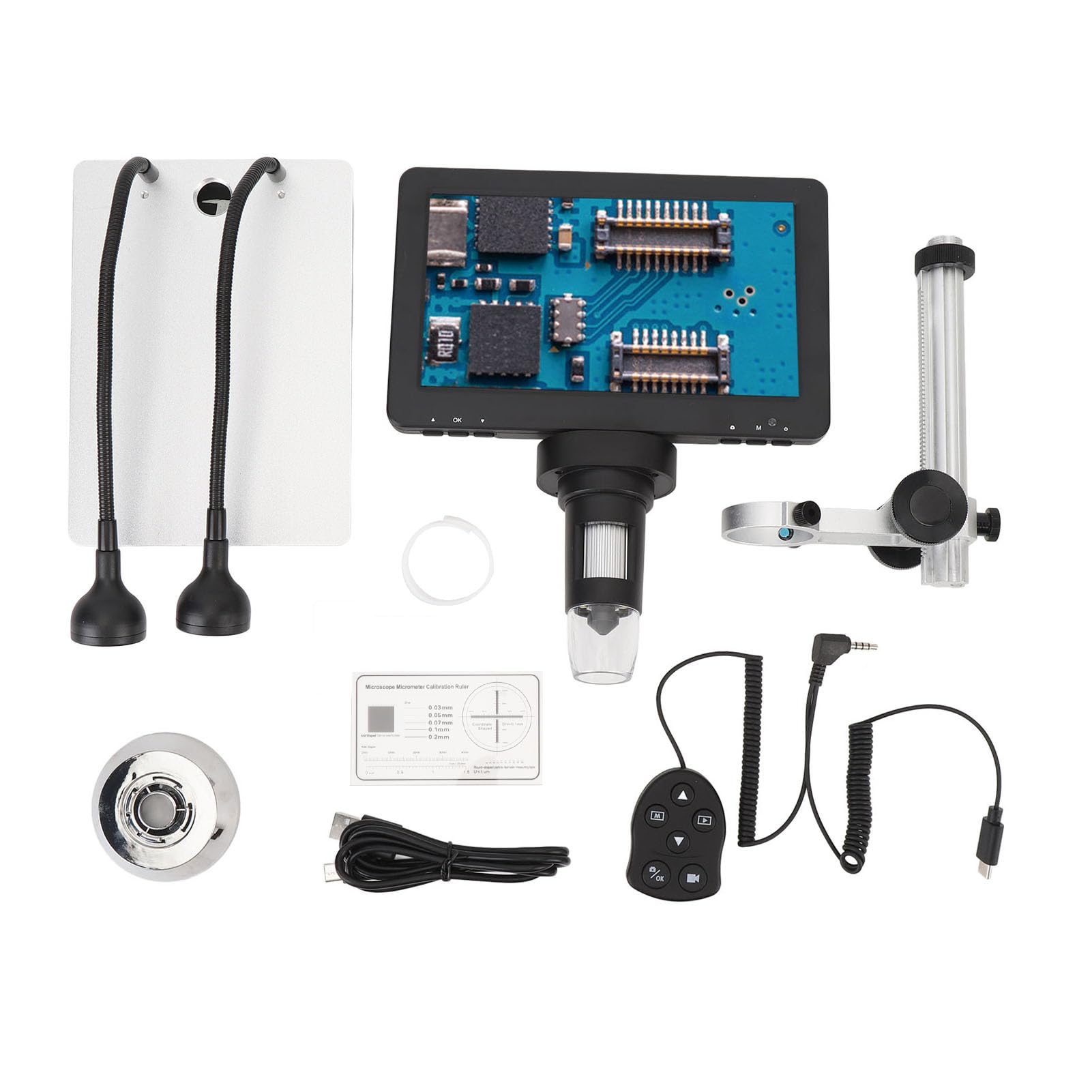 Cyfrowy mikroskop 7", cyfrowy mikroskop lutowniczy z wyświetlaczem LCD 1200 x i oświetleniem LED do obserwacji, PCB Munto, lutowanie, kompatybilny z PC