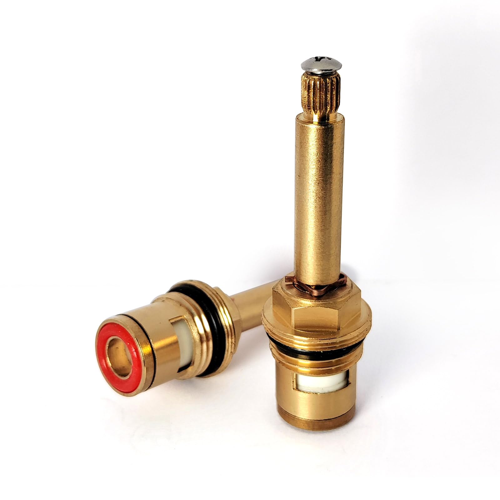 Brass Ceramic Faucet Cartridge 1/2 Inch 84mm 20 Spline Quarter Turn Multicolor 2-Pack(Red+Blue)