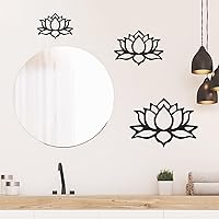 Vista 4 de Ferraycle 3 piezas de metal flor de loto decoración de pared de metal Zen Lotus Flower arte de pared inhalar señales huecos colgantes silueta Negro