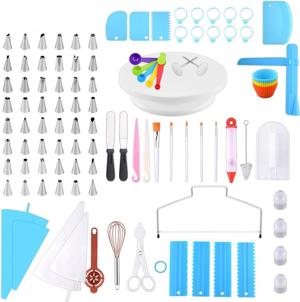 124 Piece Cake Turntable Set Korean Stainless Steel Flower Mouth Baking Tool Cream Scraper