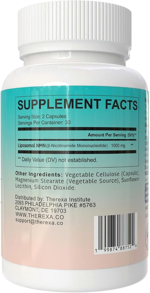 NMN Supplement 1000mg Pure - Liposomal NMN for NAD+ Supplement, Tested in USA, 60 Capsules