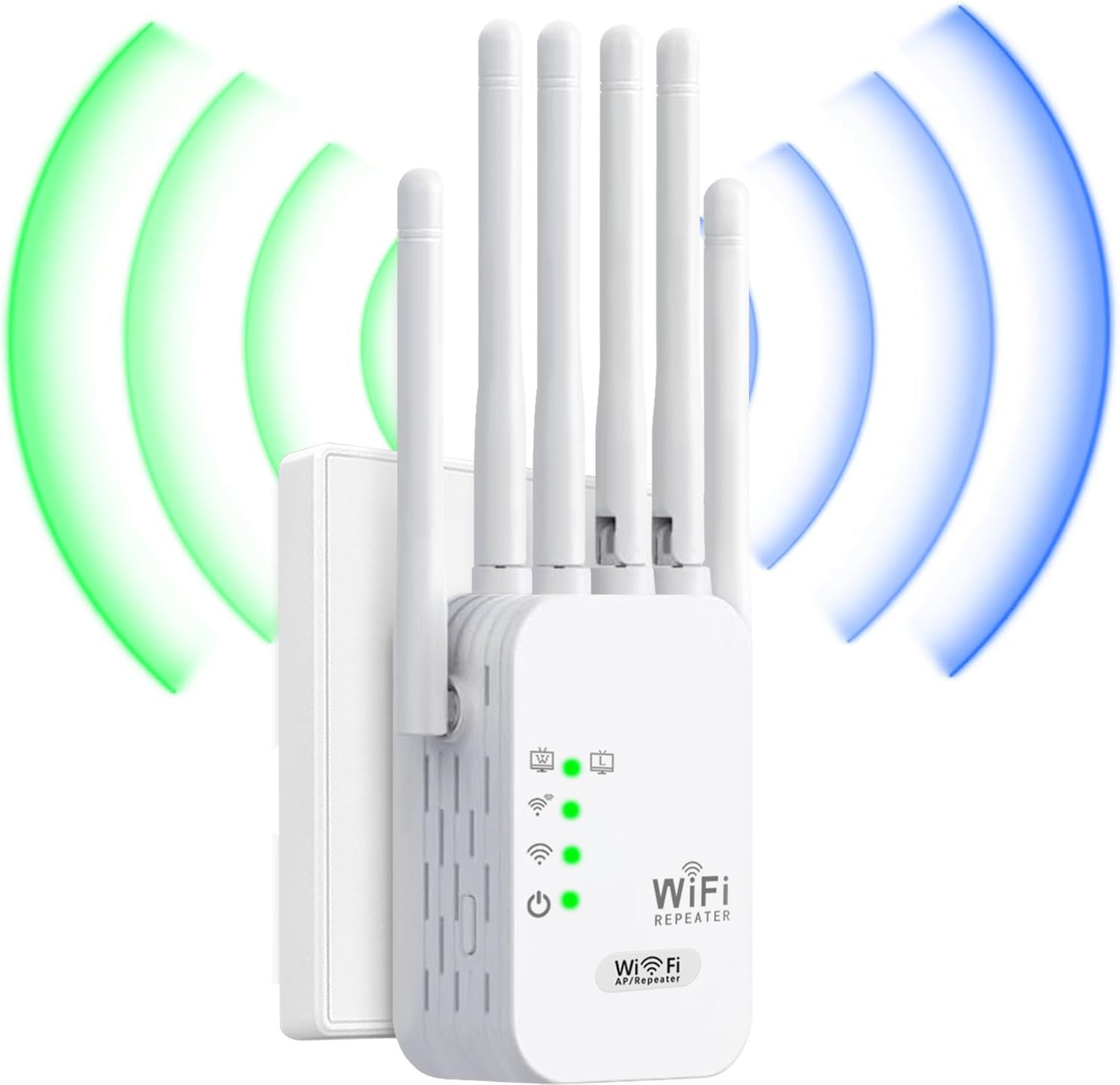 Repetidor WiFi,2025 Potente Amplificador WiFi,Amplificador señal WiFi,Repetidor WiFi Largo Alcance,6 Antenas,2 Puertos LAN,Cobertura de hasta 11800Sq.para Oficinas Y hogares,Fácil Instalación
