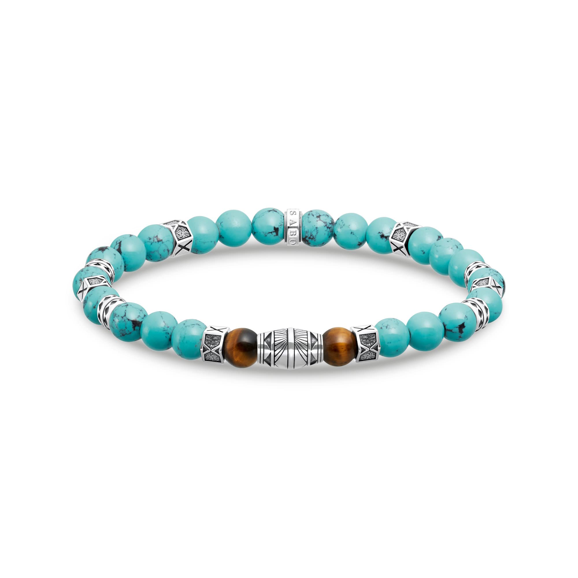 THOMAS SABO Armband Elemente Türkis und Tigerauge 925 Sterlingsilber, Geschwärzt