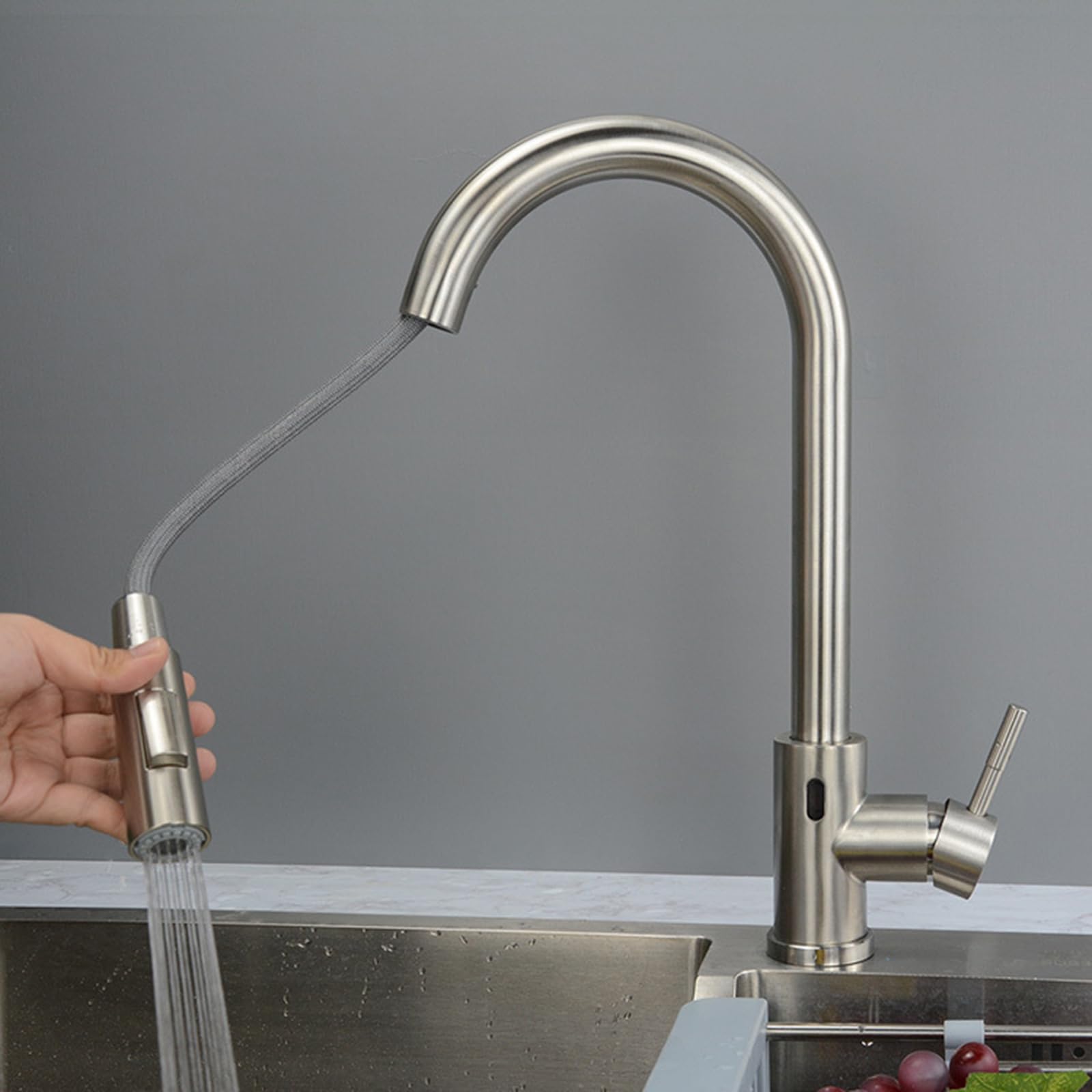 XJTNLB Robinet Mitigeur Sensoriel Automatique avec Douchette Brossé