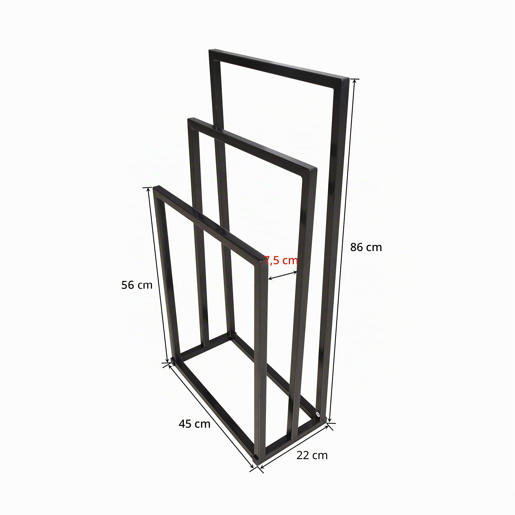 BOFENG Porte-Serviettes autoportant à 3 Niveaux Noir chromé avec revêtement antirouille en métal pour Accessoires de Salle de Bain et Serviettes de Toilette, à côté de la Baignoire
