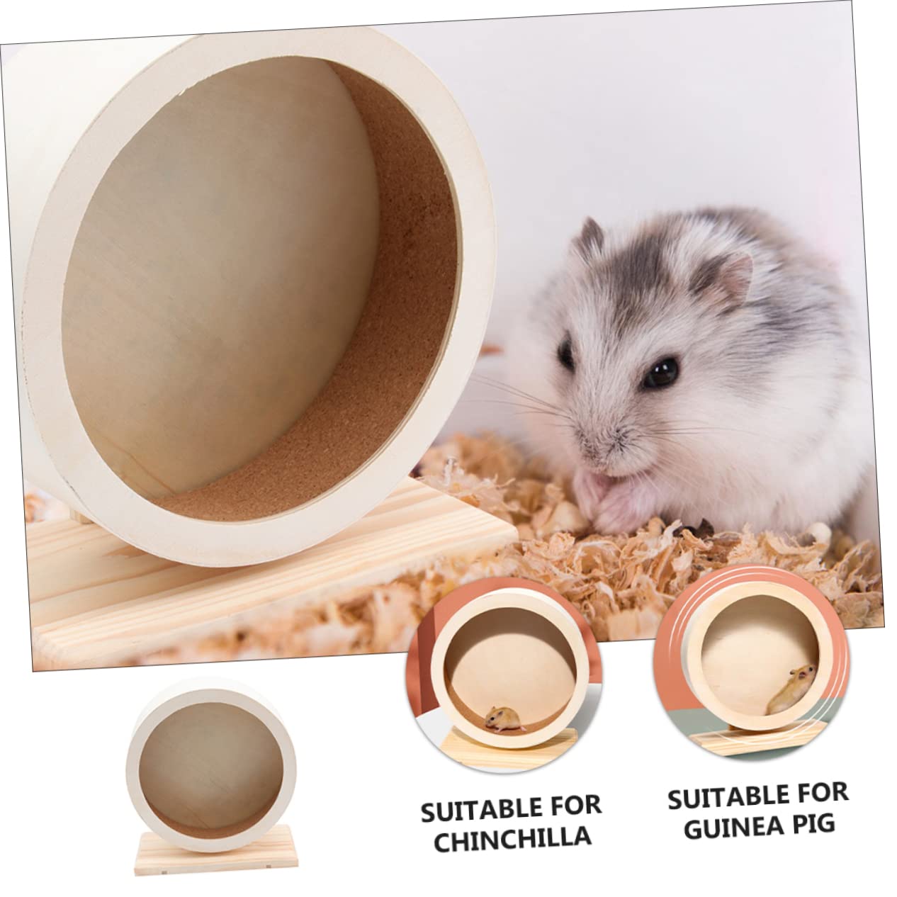 Beavorty Rueda De Ejercicio Silenciosa para Hámsters De Madera Juguete para Pequeñas para Ejercicio y Diversión De Hámsters y Roedores Estable y Resistente